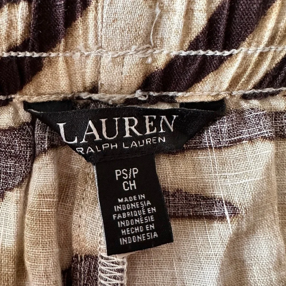 Lauren Ralph Lauren NWT SZ2P Zebra Print Wide Leg Pant Drawstring Bone chocolate - Picture 7 of 14